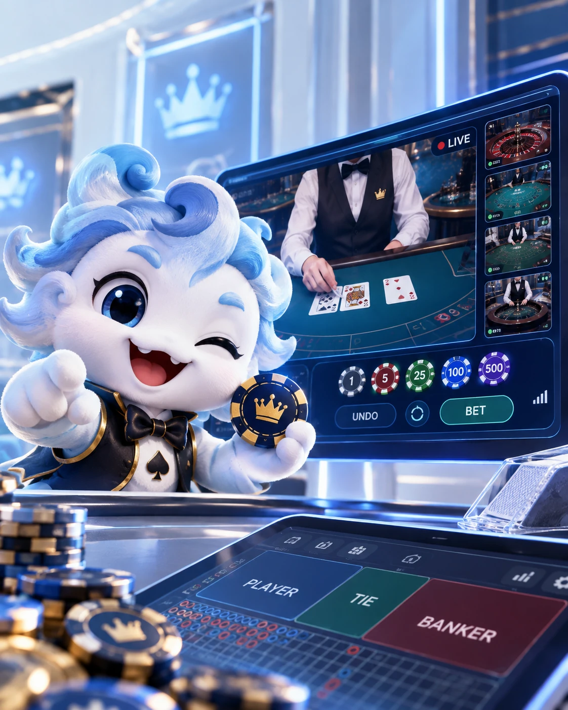 Live dealer stream and betting interface
