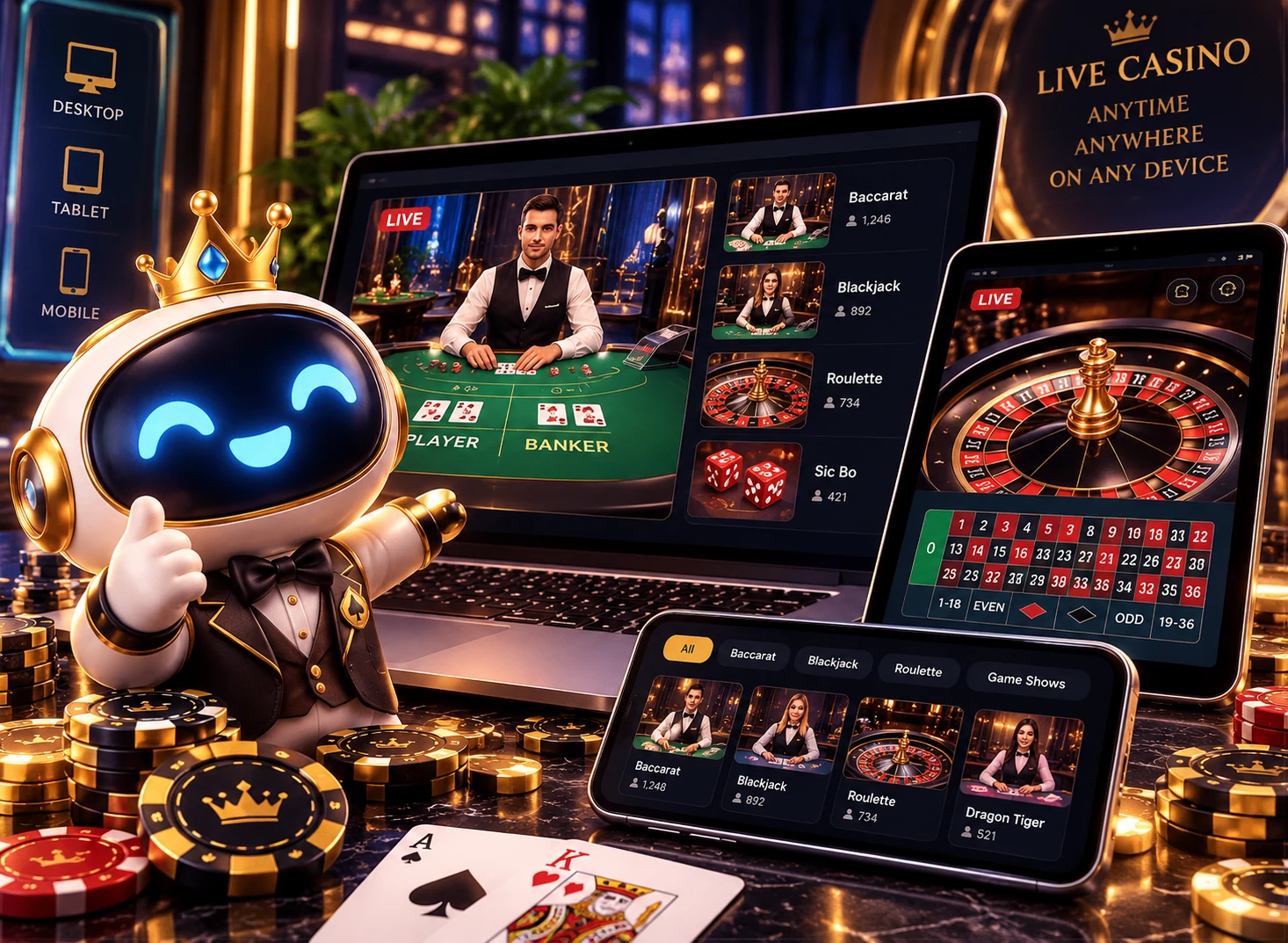 Responsive CROWN96 live casino interface